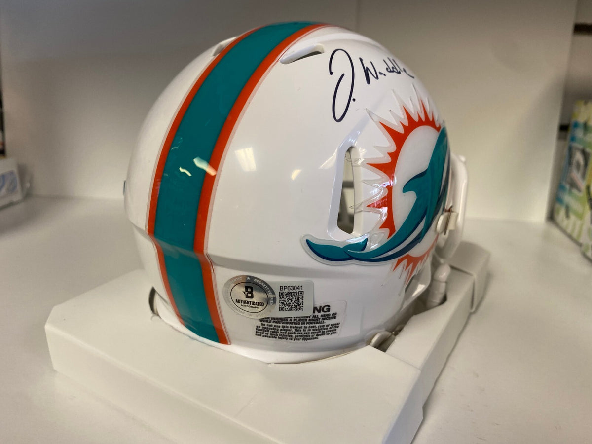 JAYLON WADDLE MIAMI DOLPHINS SIGNED AUTOGRAPHED MINI HELMET BECKETT BAS