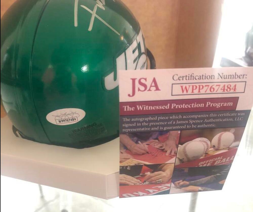 FRANK GORE NEW YORK JETS SIGNED SPEED MINI HELMET JSA WITNESSED