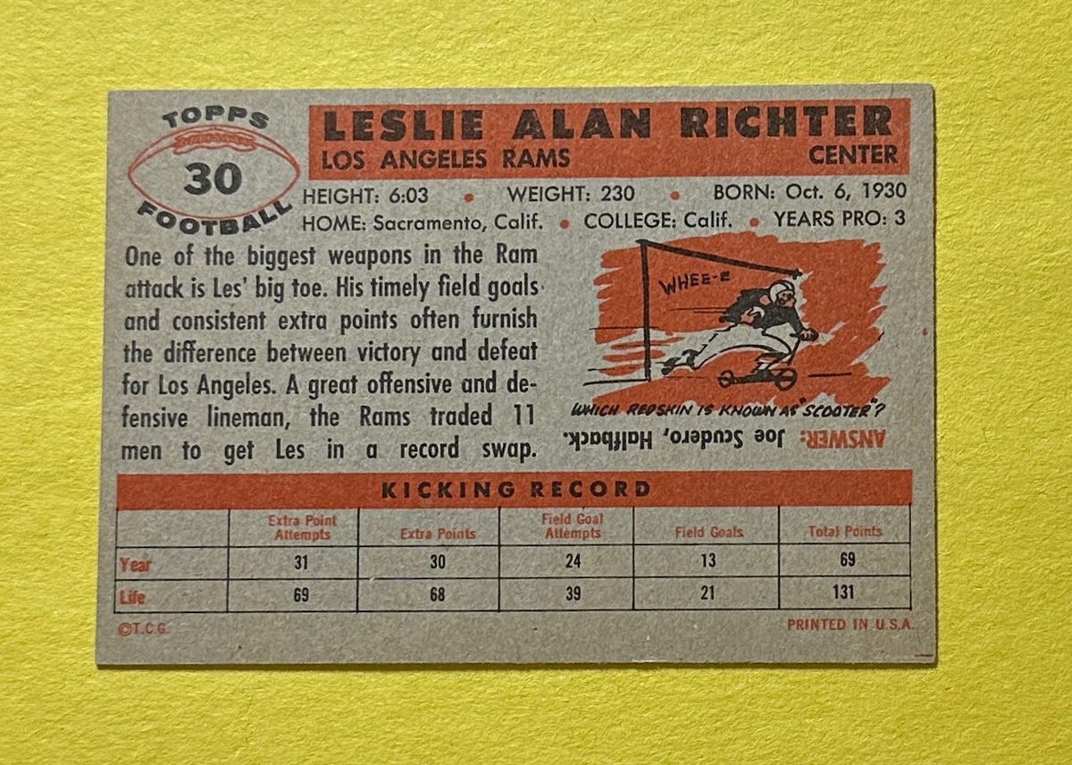 1956 TOPPS LES RICHTER #30 RAMS