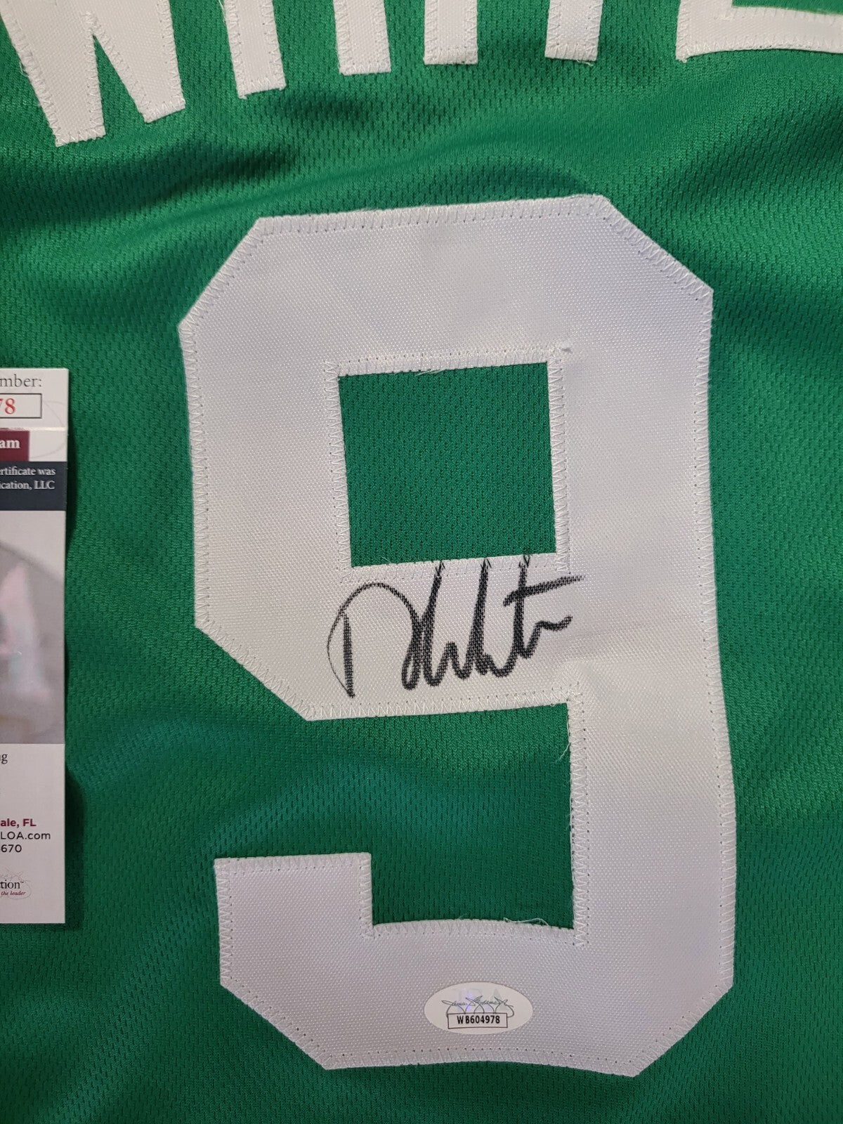 DERRICK WHITE #9 BOSTON CELTICS SIGNED AUTOGRAPH CUSTOM JERSEY SZ XL JSA AUTH *