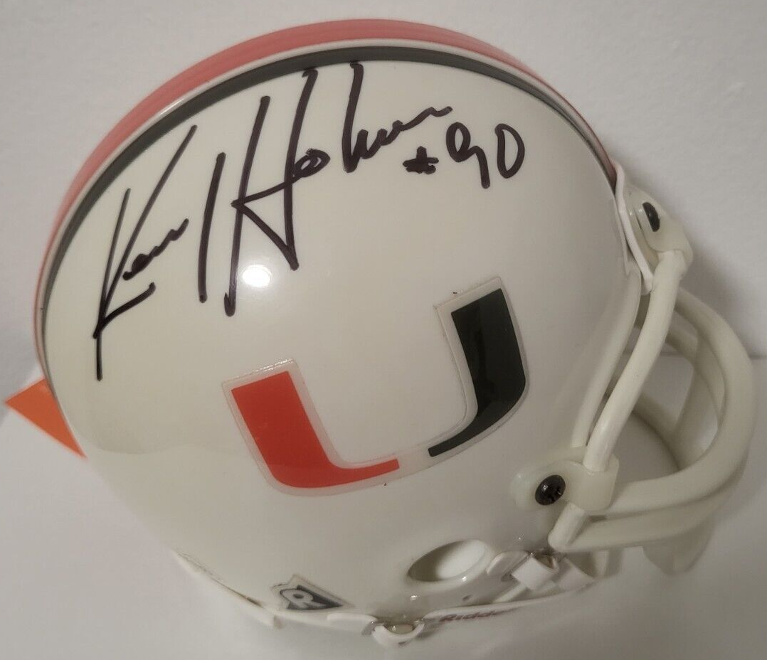 KENNY HOLMES MIAMI HURRICANES SIGNED AUTOGRAPHED AUTO RIDDELL MINI HELMET W/COA