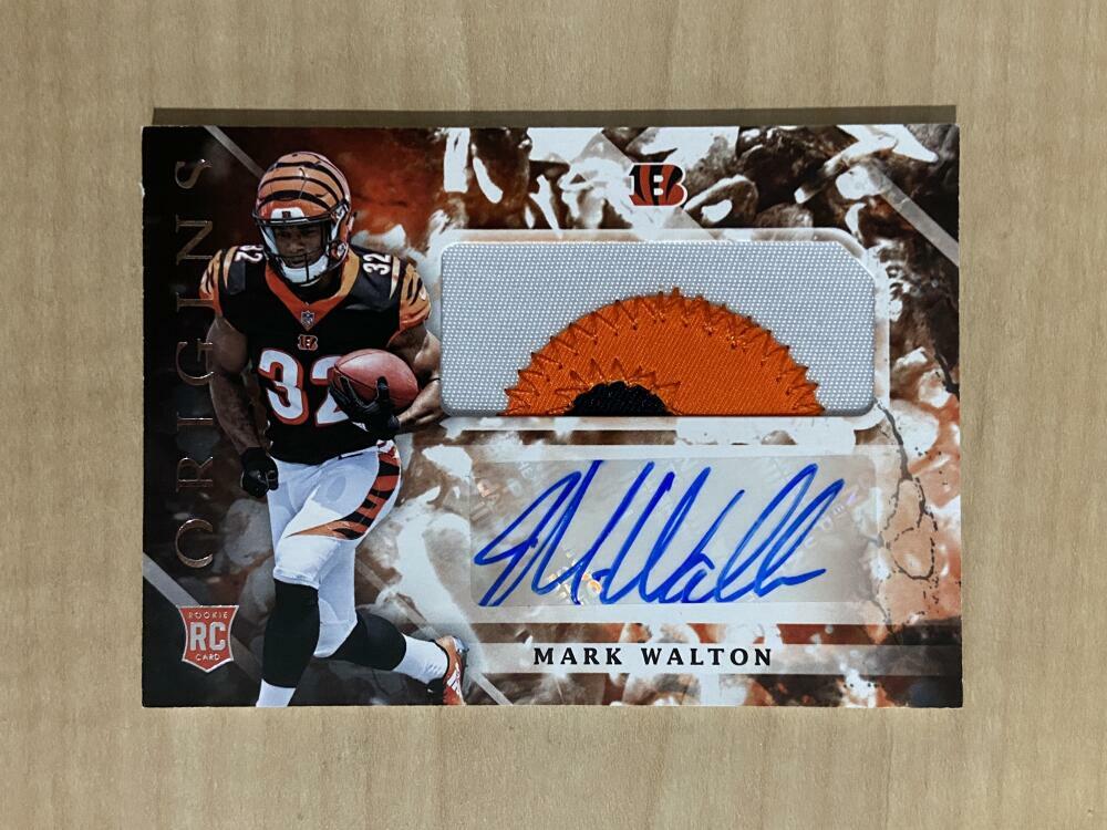 MARK WALTON CINCINNATI BENGALS SIGNED AUTOGRAPHED 2018 ORIGINS PATCH RC CARD#124