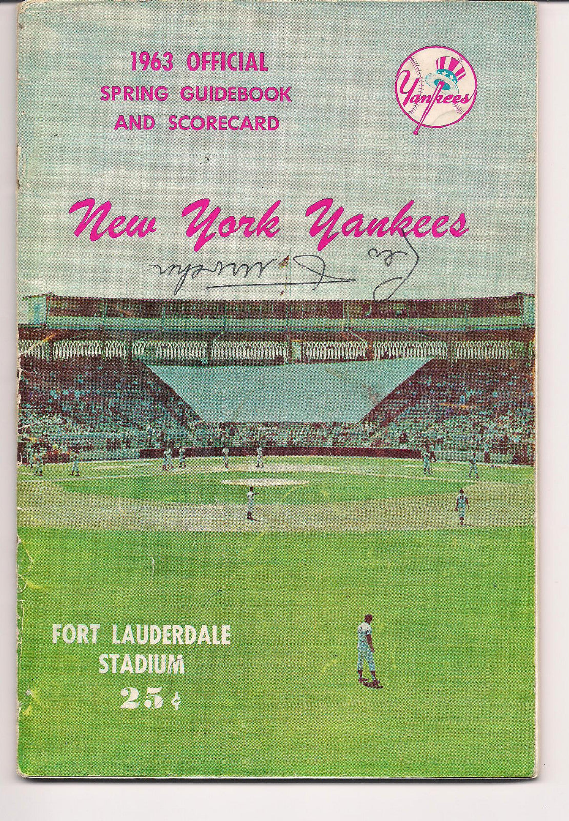 1963 NEW YORK YANKEES SPRING GUIDEBOOK PROGRAMS WITH 6 AUTOGRAPHS W/COA