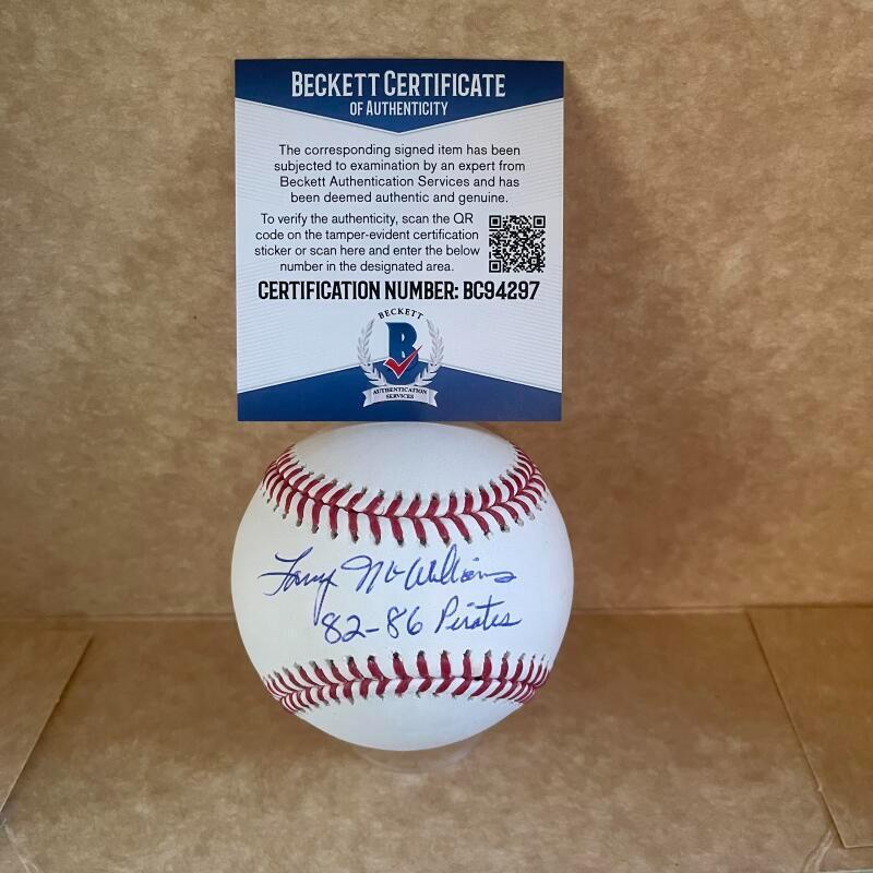 LARRY MCWILLIAMS 82-86 PIRATES  SIGNED AUTOGRAPHED M.L. BASEBALL BECKETT