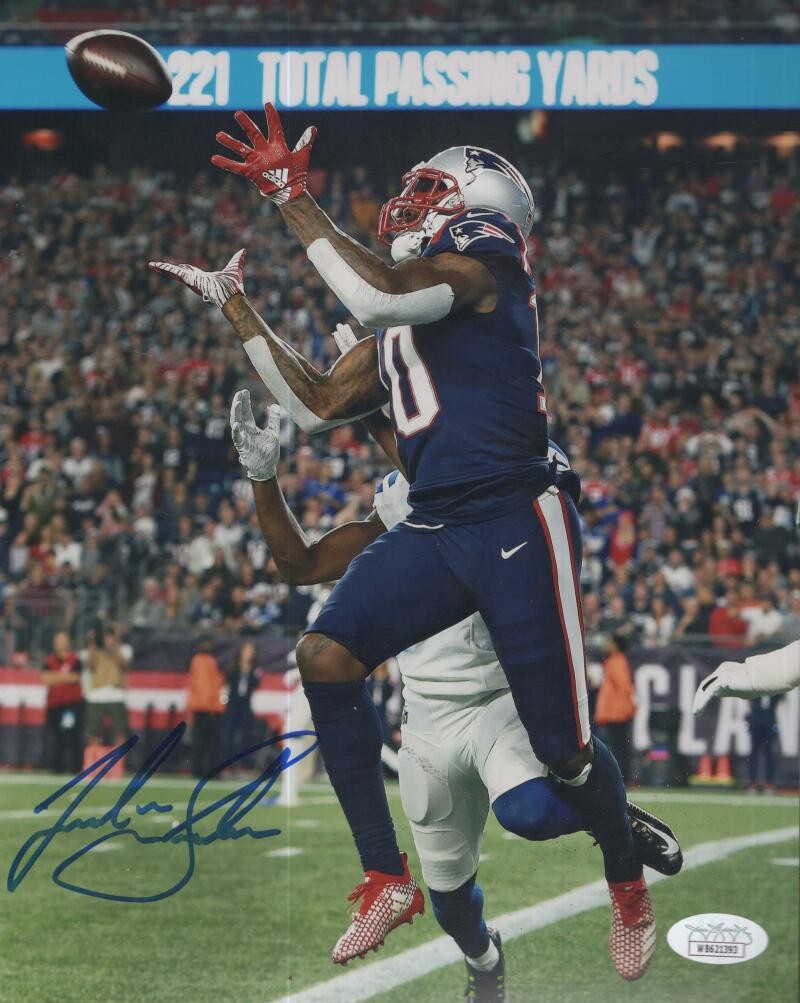 JOSH GORDON PATRIOTS  SIGNED 8X10 PHOTO JSA WITNESS STICKER WB621393