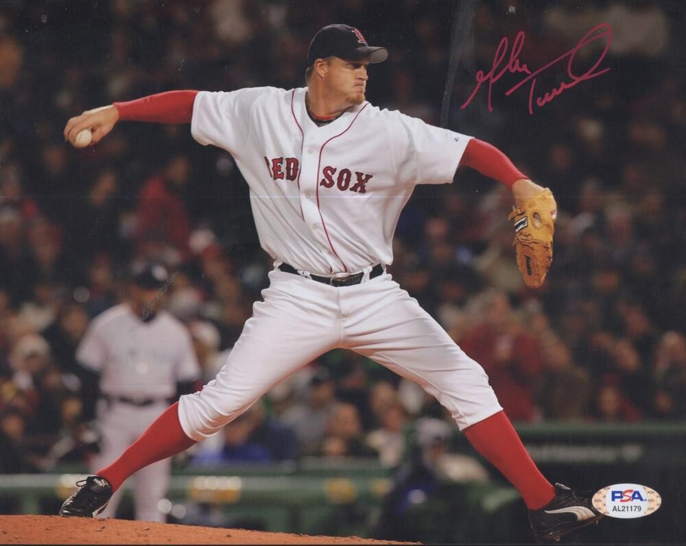 MIKE TIMLIN RED SOX  SIGNED AUTOGRAPHED 8X10 PHOTO PSA STICKER AL21179
