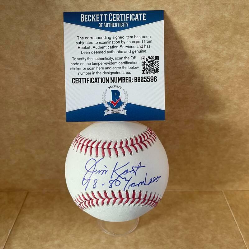 JIM KAAT TWINS 79-80 YANKEES  SIGNED AUTOGRAPHED M.L. BASEBALL BECKETT BB25596