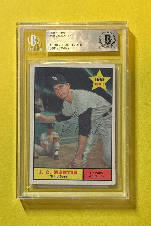 1961 TOPPS J.C. MARTIN #124 BECKETT AUTHENTIC SIGNED AUTOGRAPHED CARD WHITE SOX
