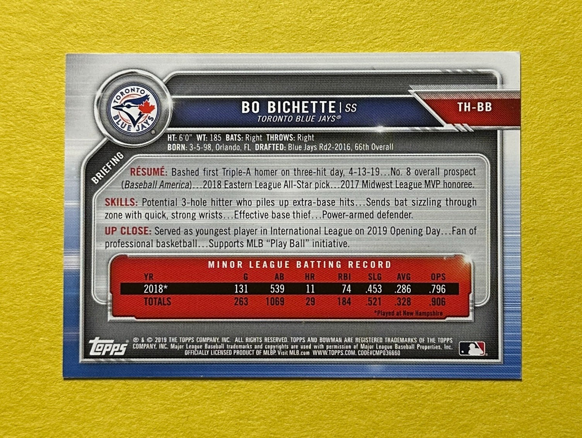 2019 TOPPS HOLIDAY BO BICHETTE BOWMAN BLUE /150 #TH-BB BLUE JAYS