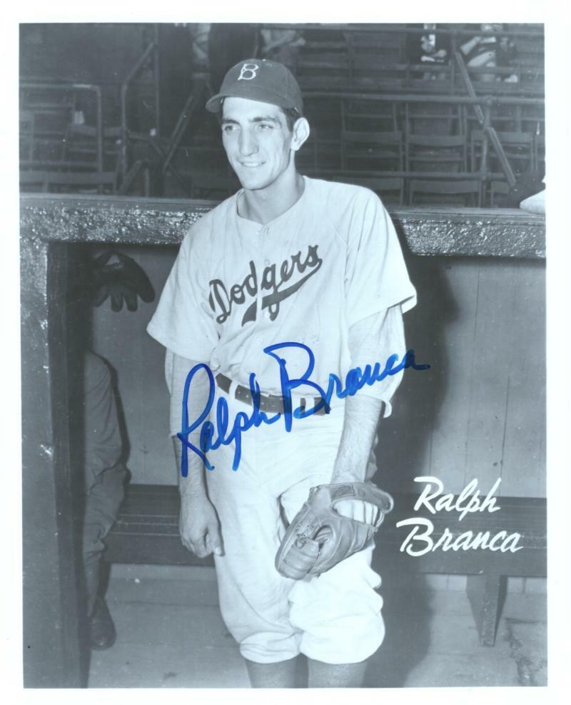 RALPH BRANCA BROOKLYN DODGERS SIGNED AUTOGRAPHED 8X10 PHOTO W/COA