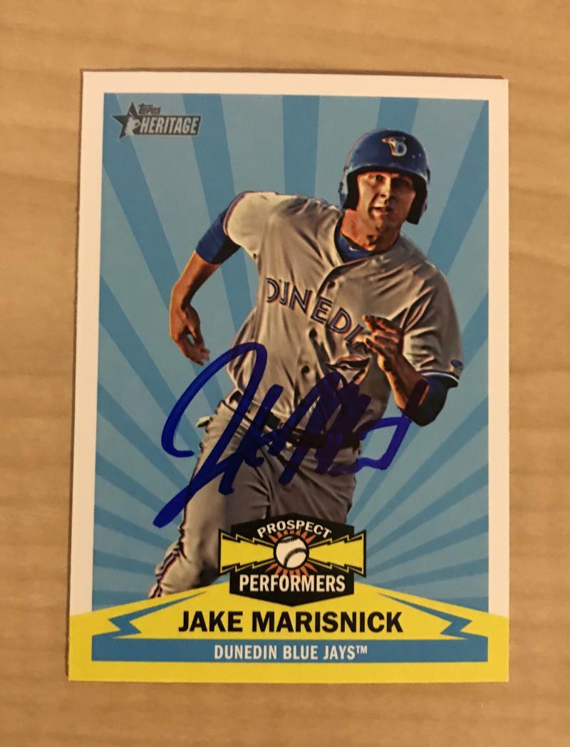 JAKE MARISNICK DUNEDIN BLUE JAYS SIGNED 2012 TOPPS HERITAGE CARD #PPJM W/COA