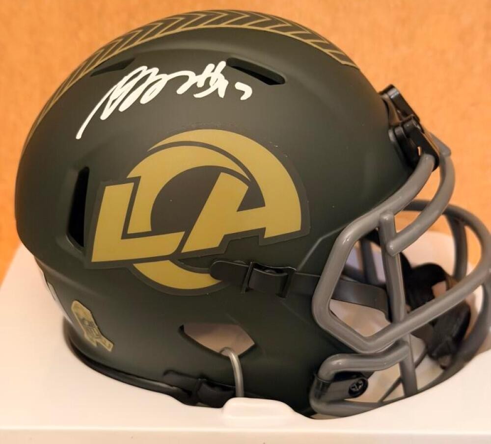 DEVANTE ADAMS  RAMS SIGNED SALUTE2SERVICE MINI HELMET BECKETT AUTH