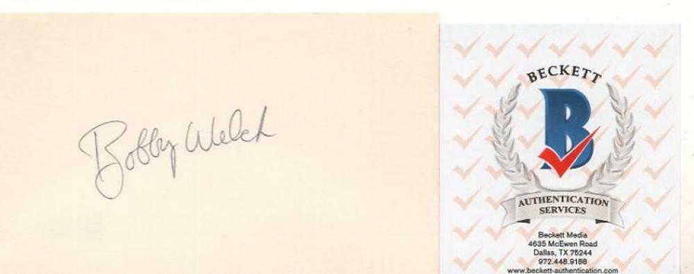 BOB WELCH DODGERS/A'S DECEASED SIGNED 3X5 INDEX CARD BECKETT G62264