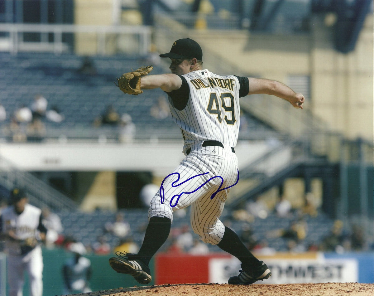 ROSS OHLENDORF PITTSBURGH PIRATES SIGNED AUTO 8x10 PHOTO W/COA PITCHING
