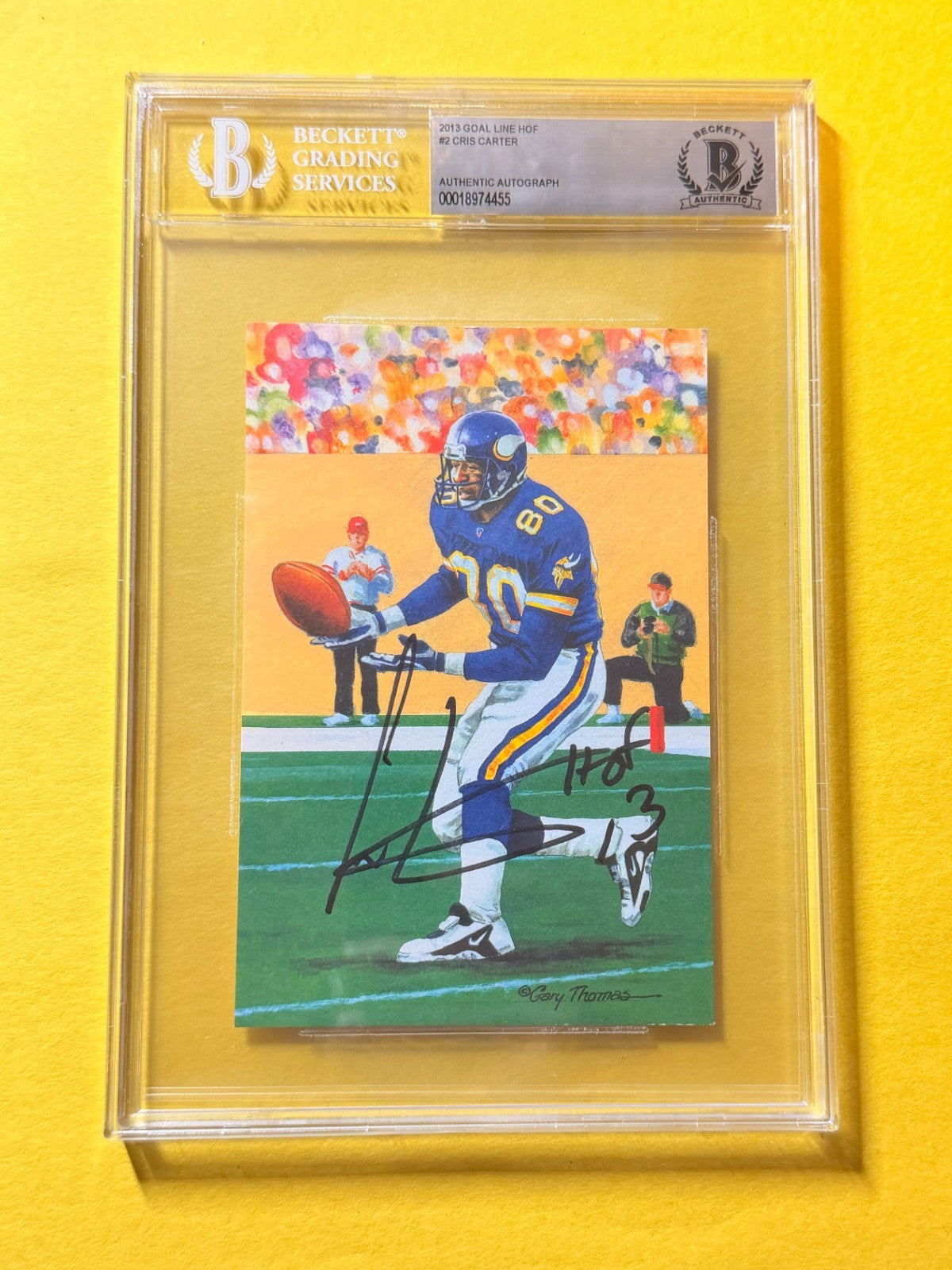 2013 GOAL LINE HOF CRIS CARTER #2 SIGNED ART BECKETT AUTHENTIC "HOF 13"