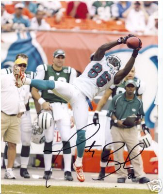 MARTY BOOKER MIAMI DOLPHINS SIGNED 8X10 PHOTO W/COA