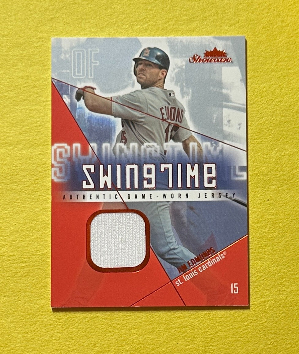2005 FLEER SHOWCASE JIM EDMONDS SWINGTIME RELIC /610 #ST-JE CARDINALS