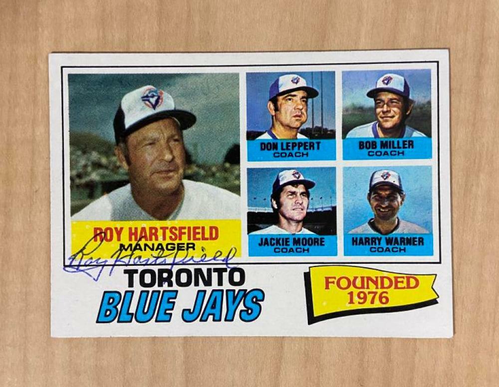 ROY HARTSFIELD TORONTO BLUE JAYS SIGNED VINTAGE 1977 TOPPS CARD #113 W/COA