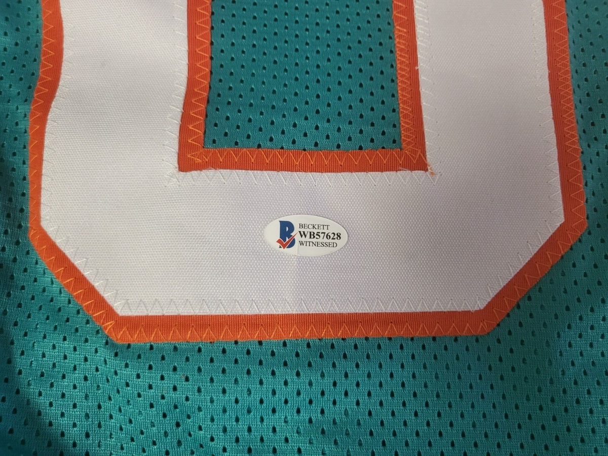 LARRY LITTLE #66 MIAMI DOLPHINS HOF 93 SIGNED AUTO TEAL JERSEY BECKETT WB57628