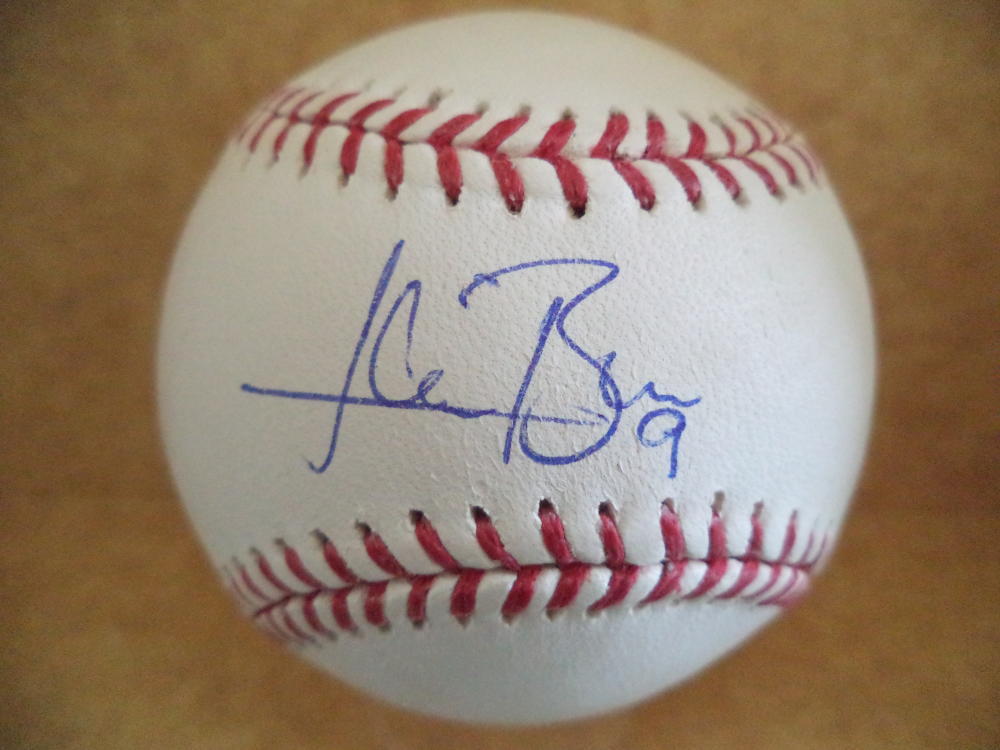 LEWIS BRINSON MIAMI MARLINS SIGNED AUTOGRAPHED M.L. BASEBALL W/COA 