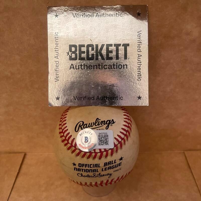 TOM BROWNING REDS SIGNED VINTAGE N.L. BASEBALL BECKETT AUTH