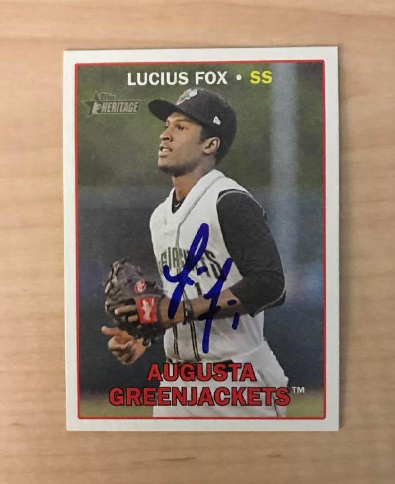 LUCIUS FOX AUGUSTA GREENJACKETS AUTOGRAPHED 2016 TOPPS HERITAGE CARD #132 W/COA