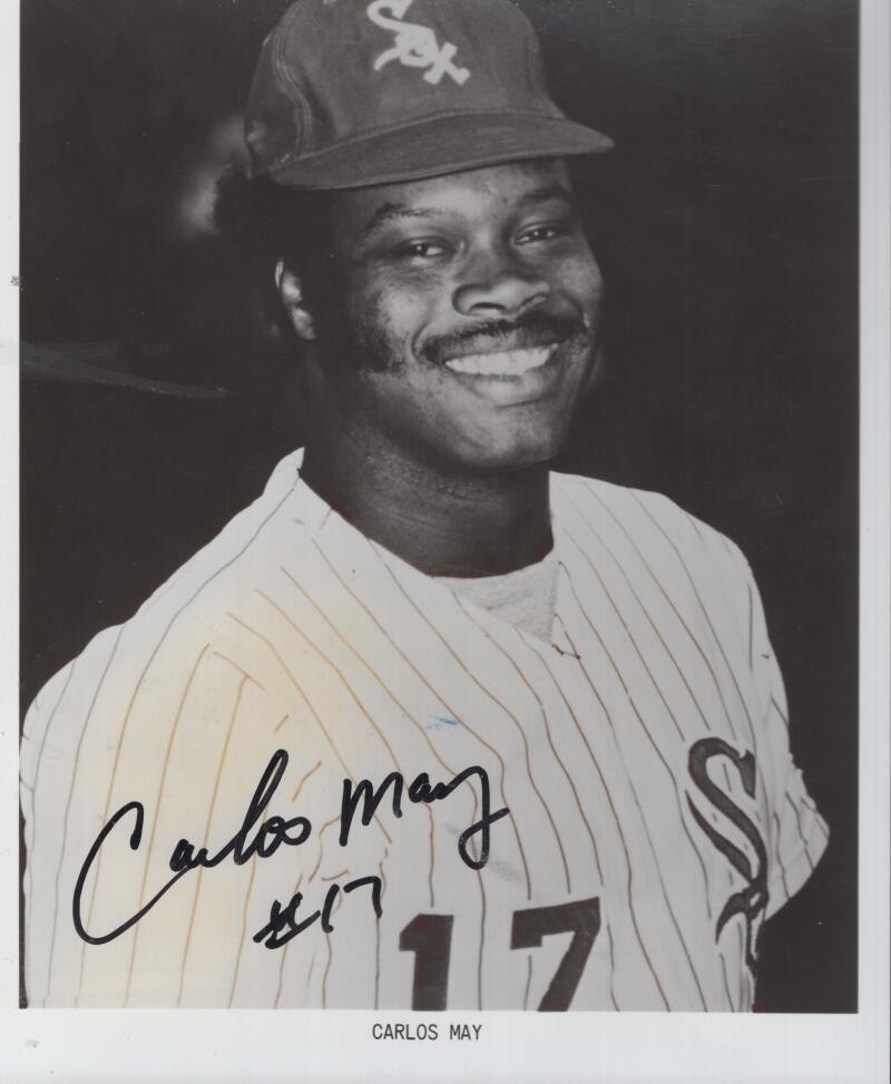 CARLOS MAY CHICAGO WHITE SOX SIGNED AUTOGRAPHED 8X10 PHOTO W/ COA