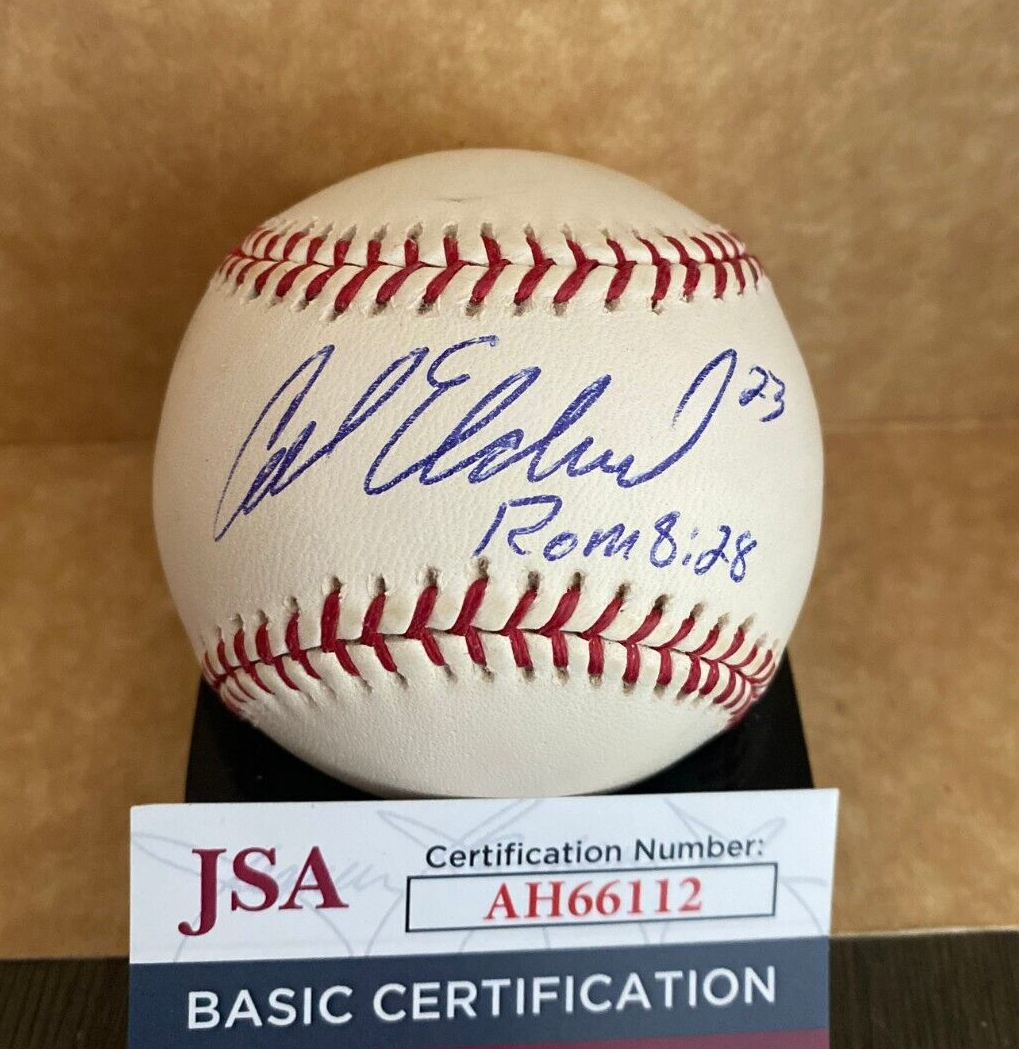 CAL ELDRED BREWERS/CARDINALS SIGNED AUTOGRAPHED M.L. BASEBALL JSA COA