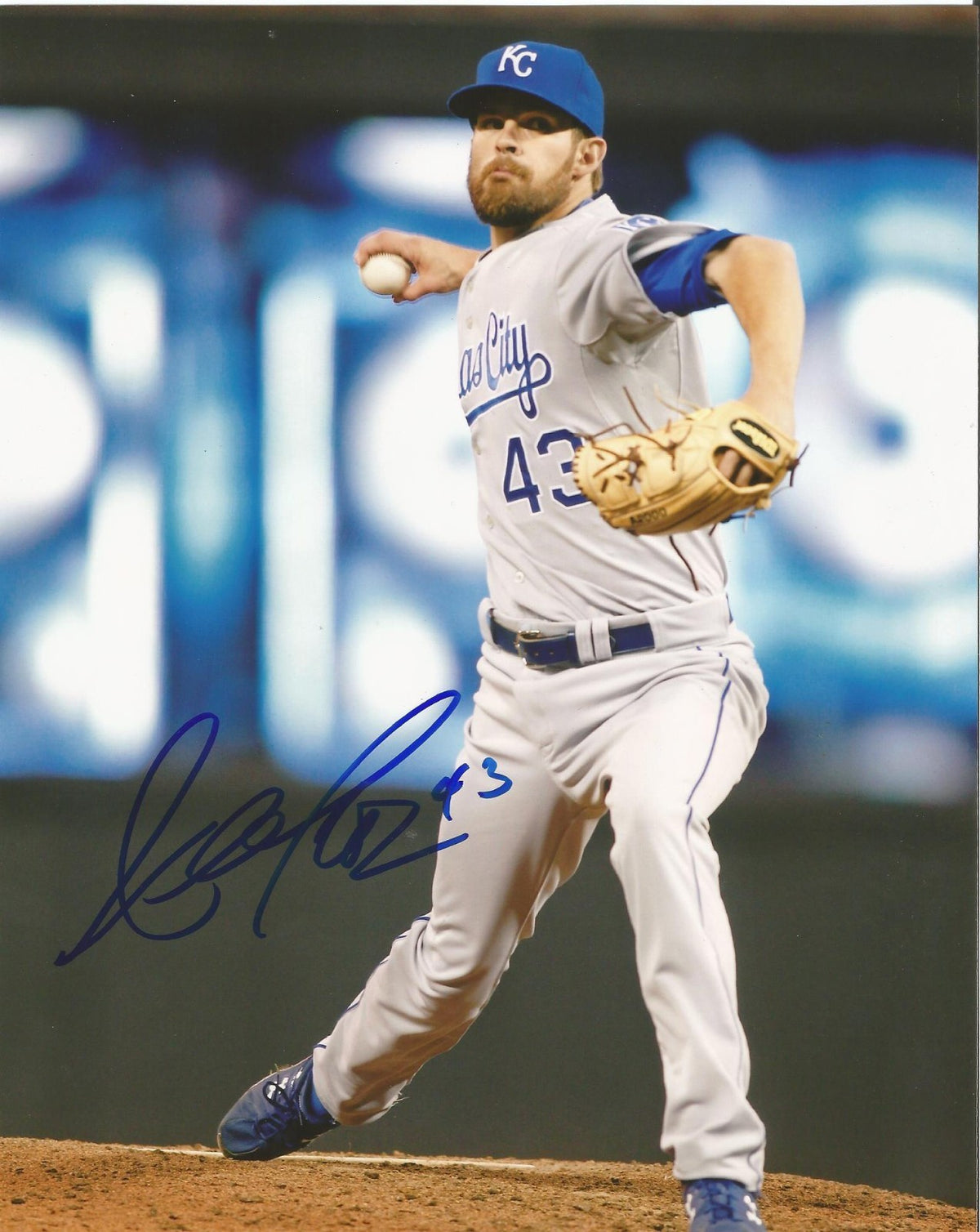 AARON CROW KANSAS CITY ROYALS AUTOGRAPHED SIGNED ACTION 8X10 PHOTO W/COA
