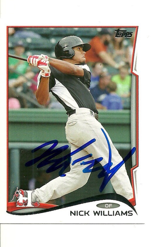 NICK WILLIAMS TEXAS RANGERS SIGNED AUTO 2014 TOPPS CARD #122 W/COA