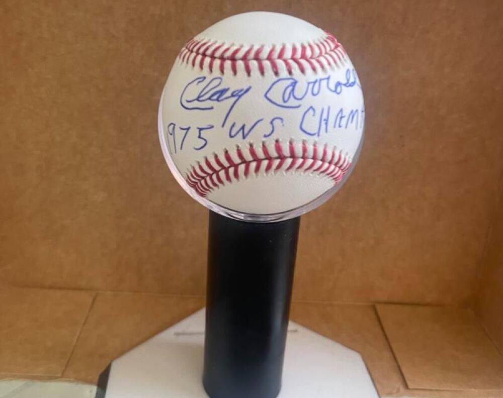 CLAY CARROLL REDS 75 WS CHAMPS SIGNED AUTOGRAPHED M.L. BASEBALL JSA AUTH 