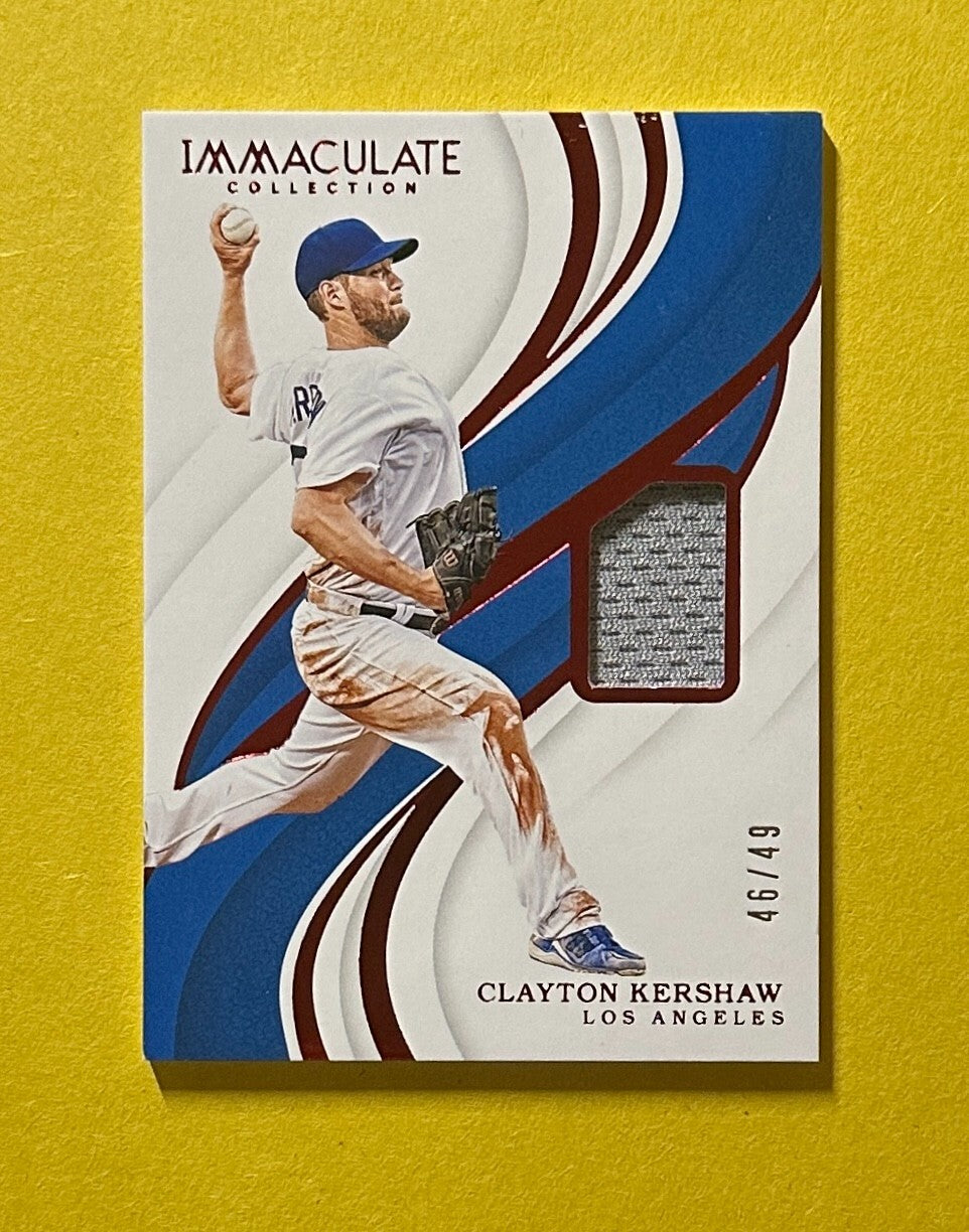 2019 PANINI IMMACULATE CLAYTON KERSHAW RELIC /49 #57 DODGERS