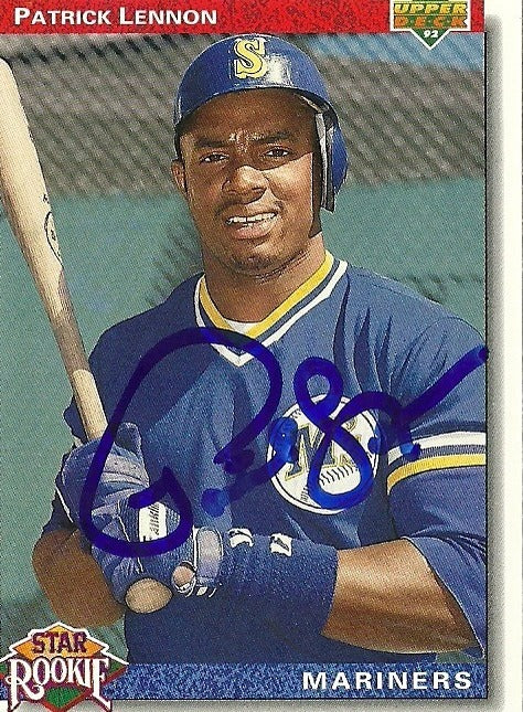 PATRICK LENNON SEATTLE MARINERS SIGNED AUTOGRAPHED 1993 UPPER DECK CARD #13 COA