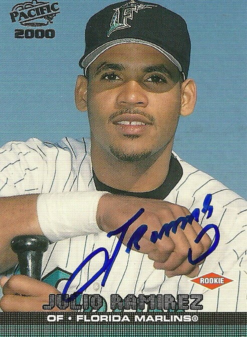 JULIO RAMIREZ FLORIDA MARLINS SIGNED AUTOGRAPHED 2000 PACIFIC CARD #184 W/COA