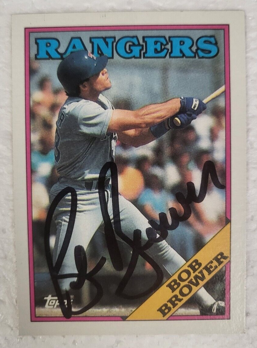 1988 TOPPS BOB BROWER TEXAS RANGERS SIGNED AUTO CARD #252 W/COA