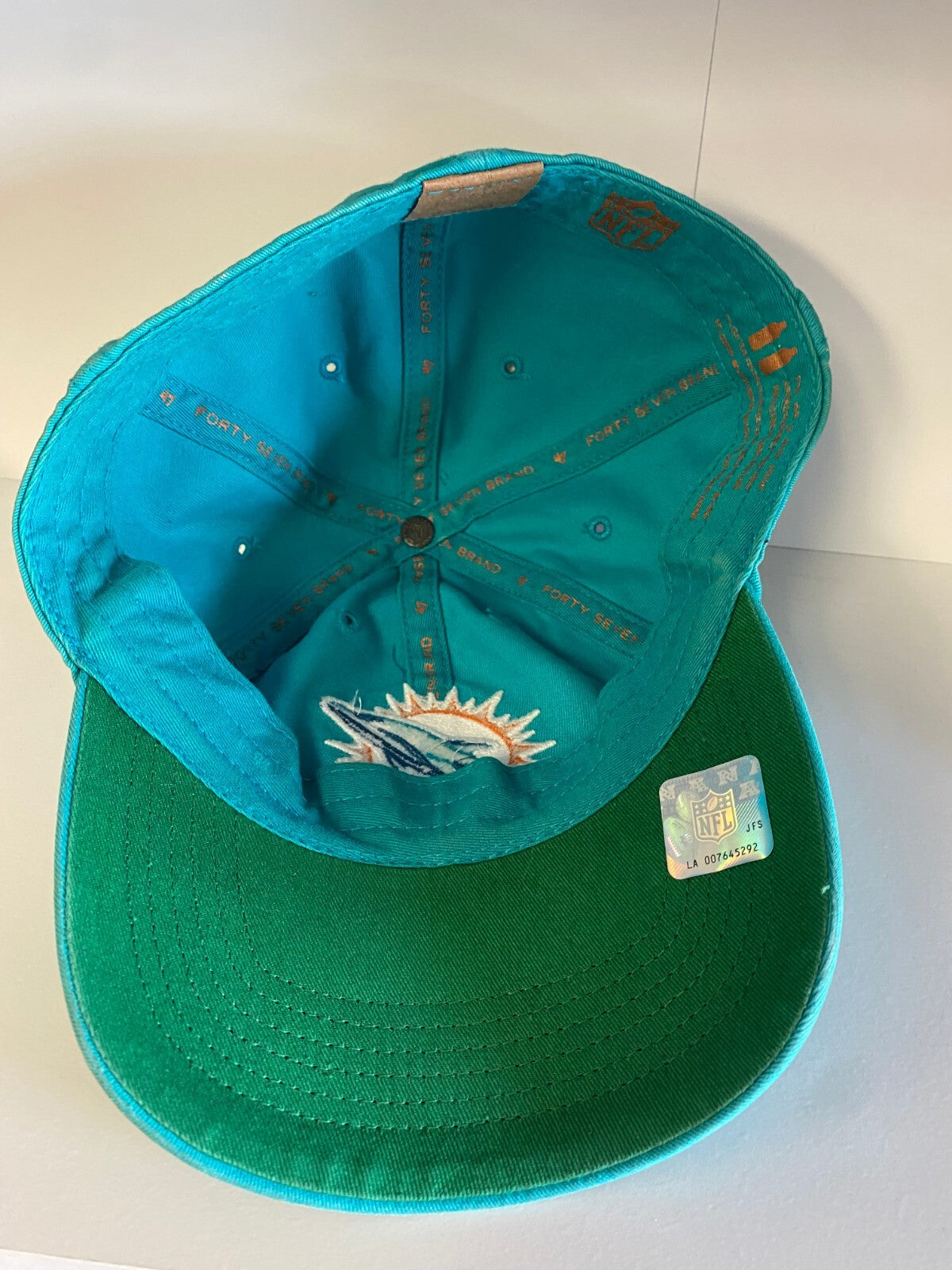 MARK SUPER DUPER #85 MIAMI DOLPHINS SIGNED AUTOGRAPHED 47 TEAL HAT W/COA