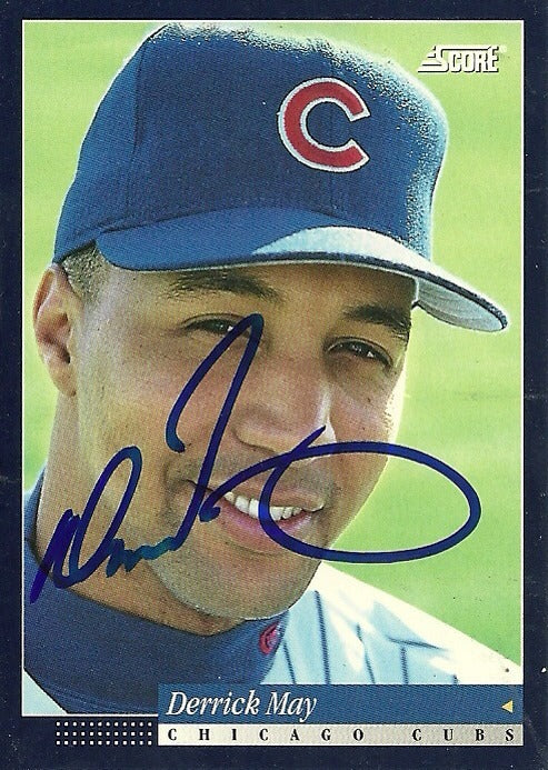 DERRICK MAY CHICAGO CUBS SIGNED AUTOGRAPHED 1993 SCORE CARD #68 W/COA
