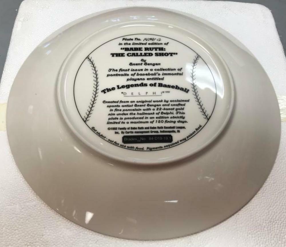 BABE RUTH "THE CALLED SHOT" YANKEES DELPHI COLLECTORS PLATE W/COA
