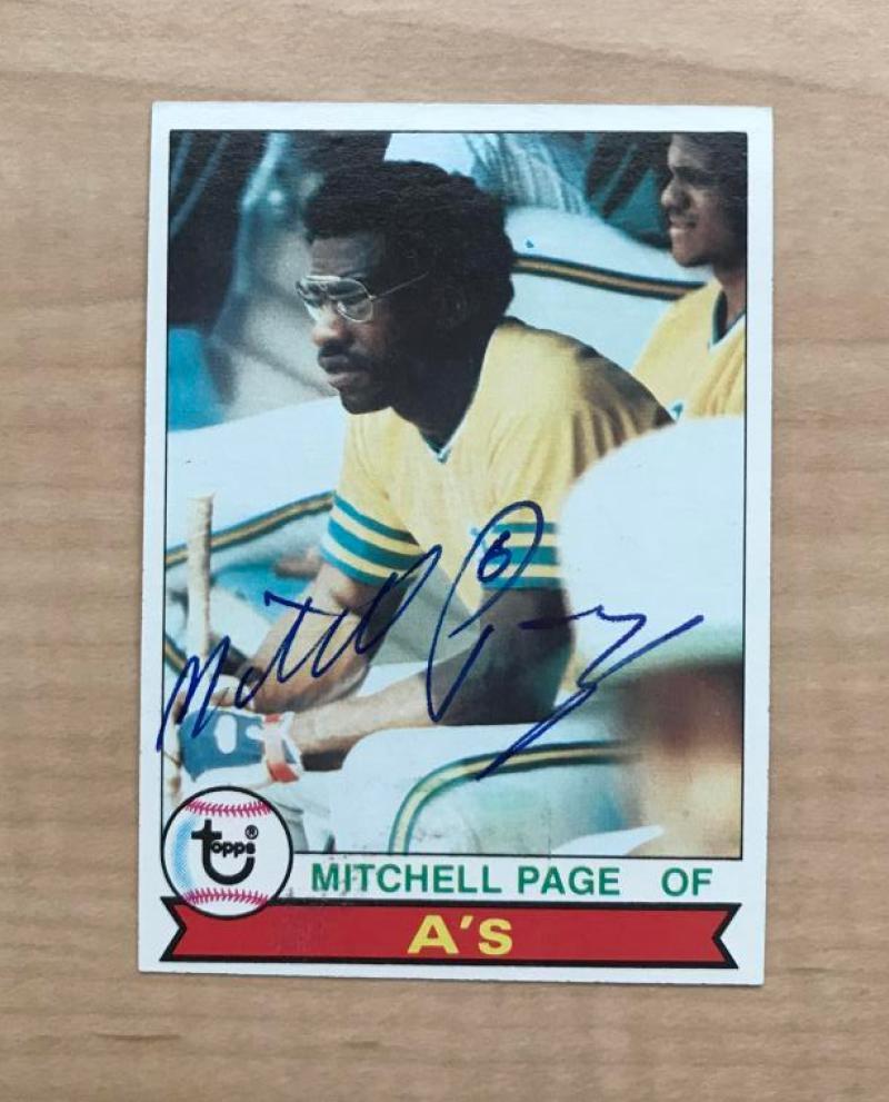 MITCHELL PAGE OAKLAND ATHLETICS SIGNED DECEASED 1979 TOPPS CARD #295 W/COA
