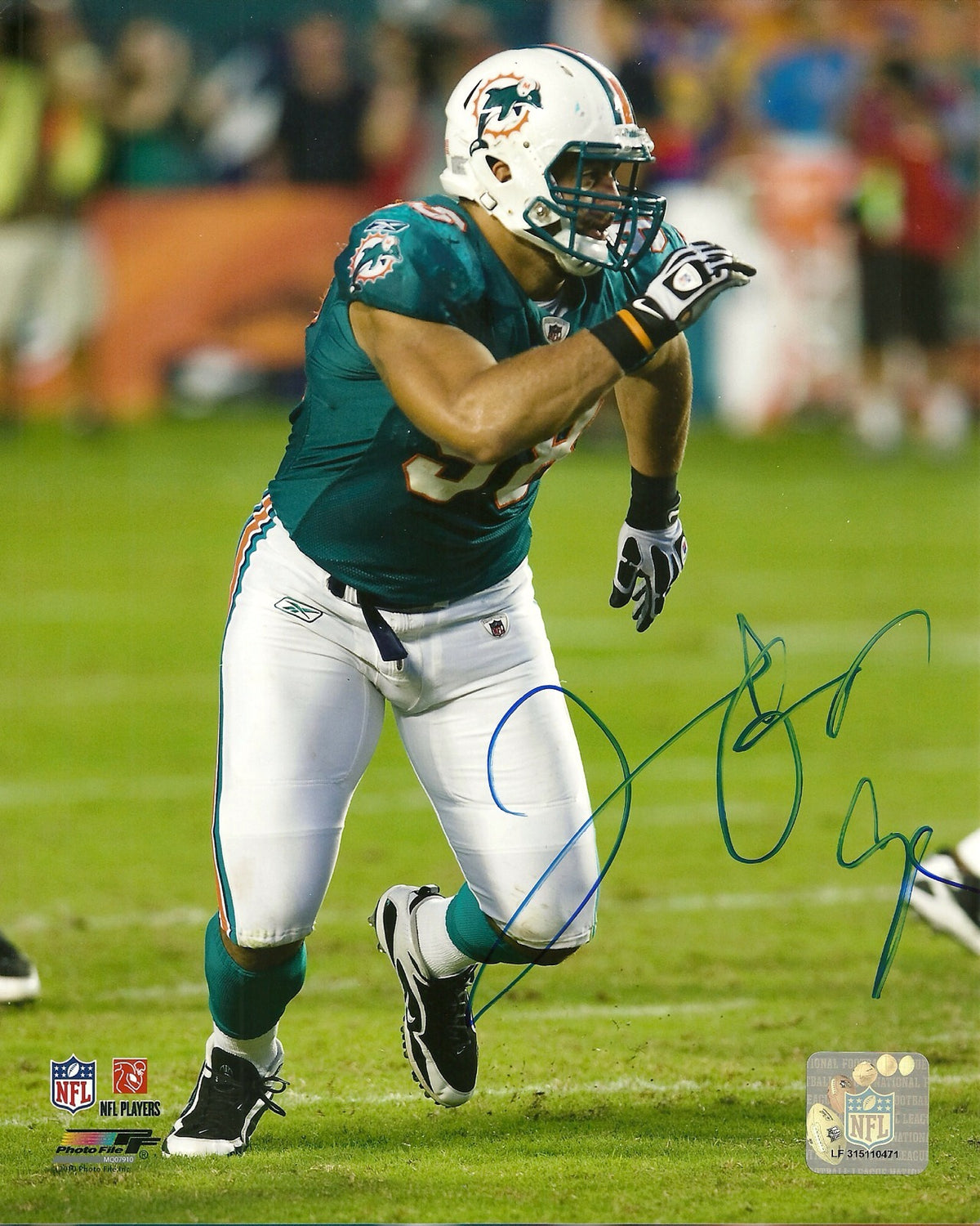 JARED ODRICK MIAMI DOLPHINS SIGNED AUTO 8x10 PHOTO W/COA