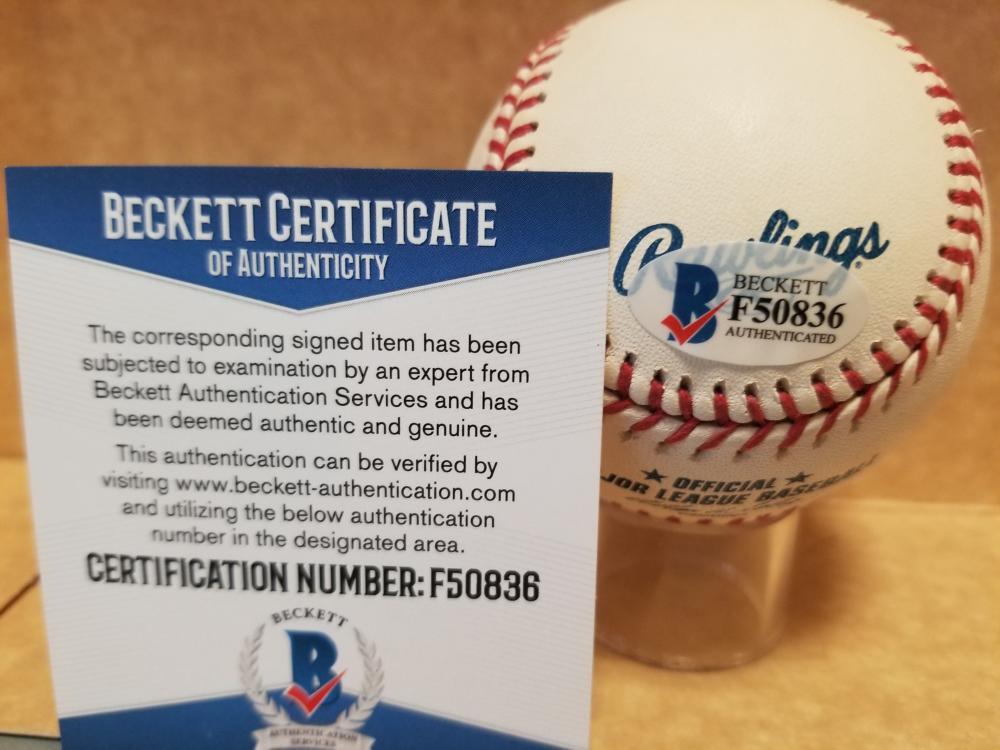DOC EDWARDS INDIANS MANAGER 1987-1989 SIGNED M.L. BASEBALL BECKETT F50836