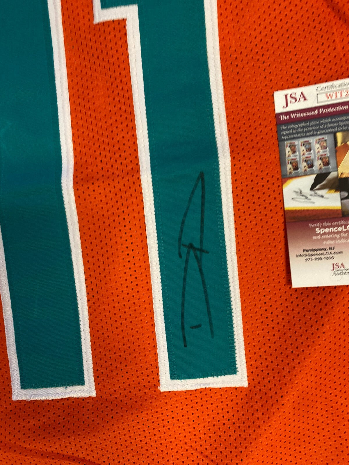 DEVANTE PARKER MIAMI DOLPHINS SIGNED AUTOGRAPH CUSTOM ORANGE JERSEY SZ XL JSA !