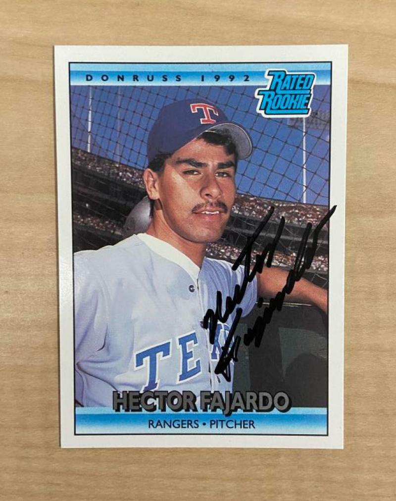 HECTOR FAJARDO TEXAS RANGERS SIGNED AUTOGRAPHED 1992 DONRUSS CARD #419 W/COA