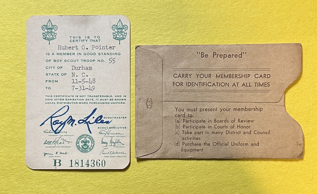1948-49 VINTAGE BOY SCOUTS OF AMERICA IDENTIFICATION CARD