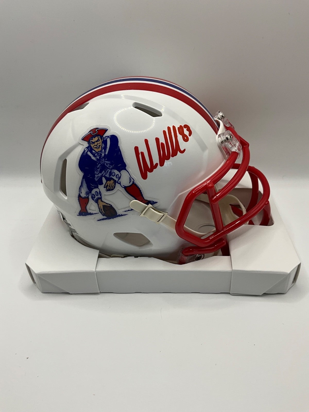 WES WELKER NEW ENGLAND PATRIOTS SIGNED RETRO COLLECTION MINI HELMET JSA