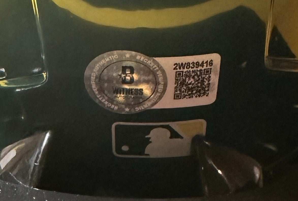 LAWRENCE BUTLER OAKLAND A'S SIGNED AUTOGRAPHED RAWLINGS MINI HELMET BECKETT
