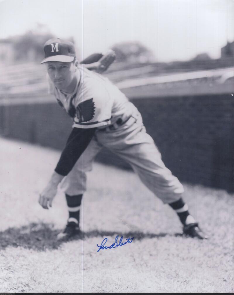 LOU SLEATER MILWAUKEE BRAVES SIGNED AUTOGRAPHED 8X10 PHOTO W/ COA