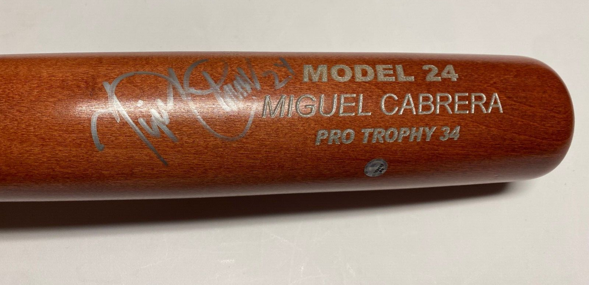 MIGUEL CABRERA MARLINS/TIGERS SIGNED AUTOGRAPHED MODEL 24 PRO TROPHY 34 BAT MLB