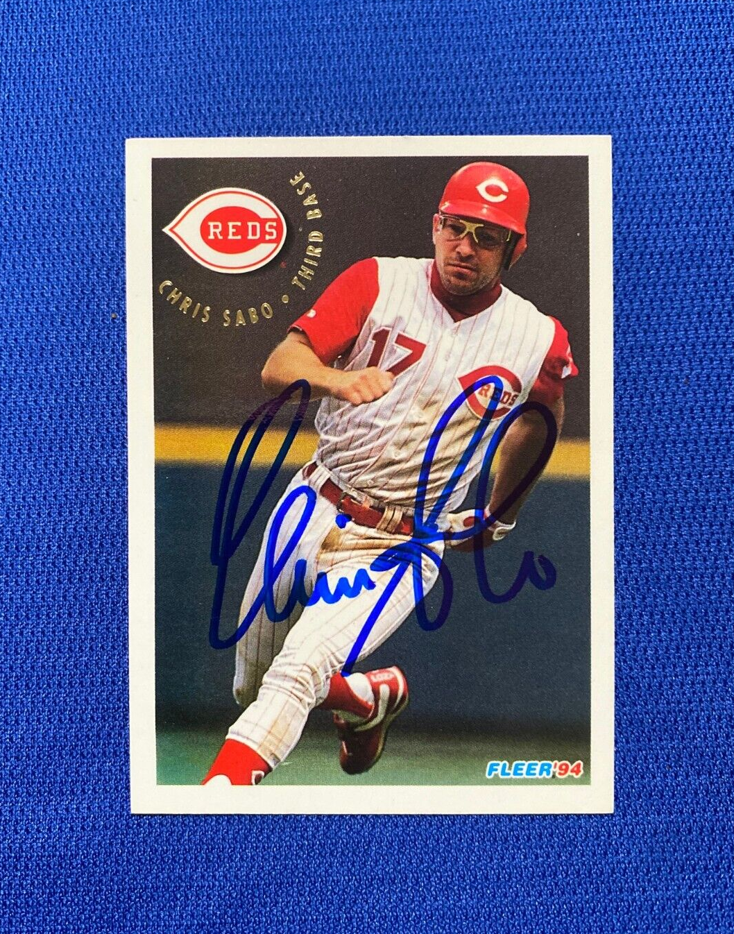 1994 FLEER CHRIS SABO CINCINNATI REDS SIGNED AUTOGRAPHED #425 CARD W/COA