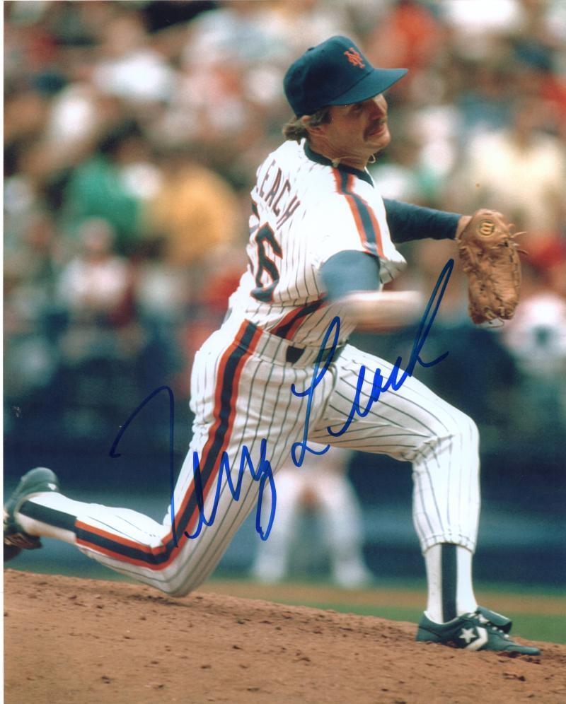 TERRY LEACH NEW YORK METS SIGNED AUTOGRAPHED 8X10 PHOTO W/COA